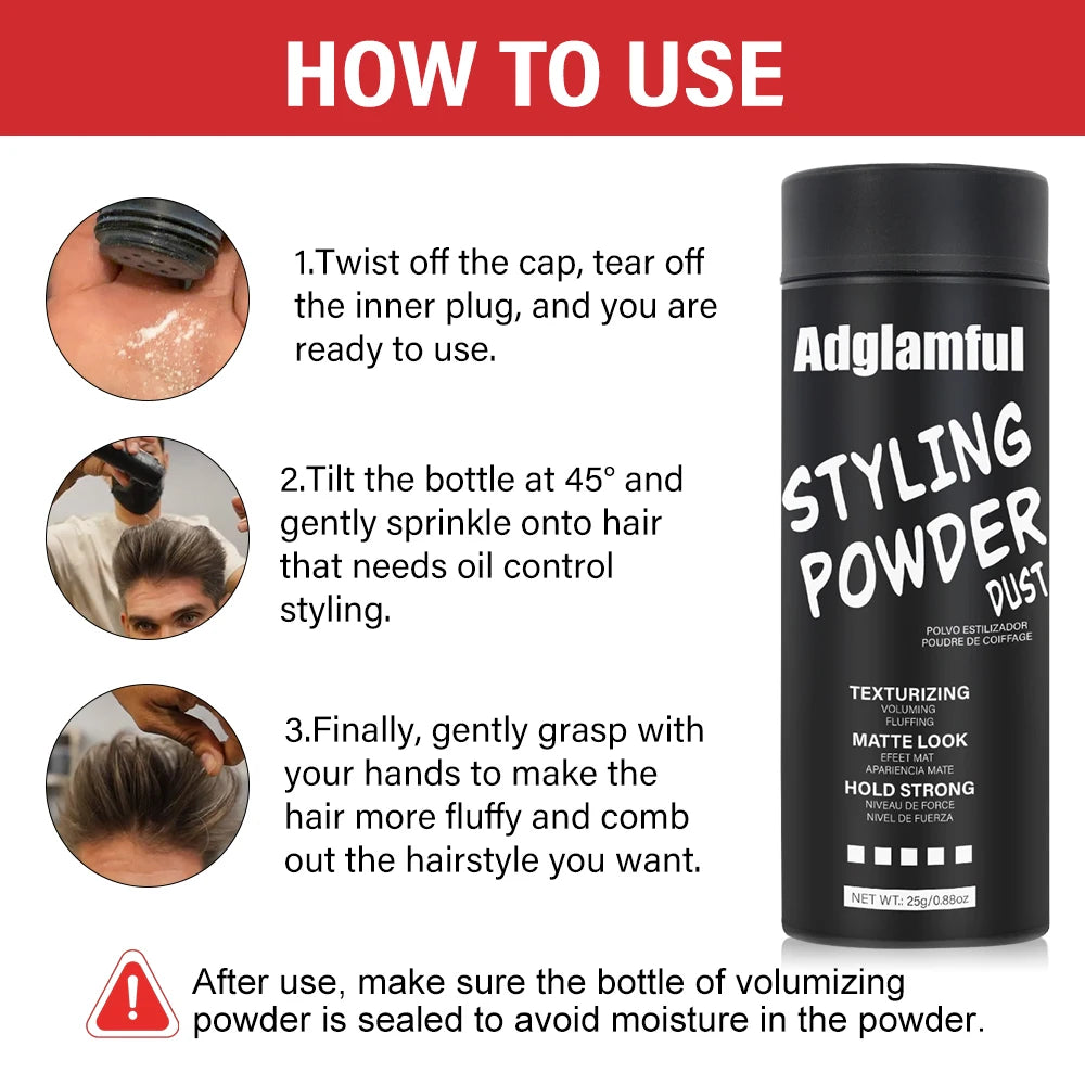 Men’s Oil-Control Styling Powder 25g - Absorbs Oil & Sweat,5-Second Root Lift, Lightweight Texture, 24H Hold for Voluminous Hair