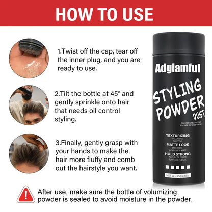 Men’s Oil-Control Styling Powder 25g - Absorbs Oil & Sweat,5-Second Root Lift, Lightweight Texture, 24H Hold for Voluminous Hair