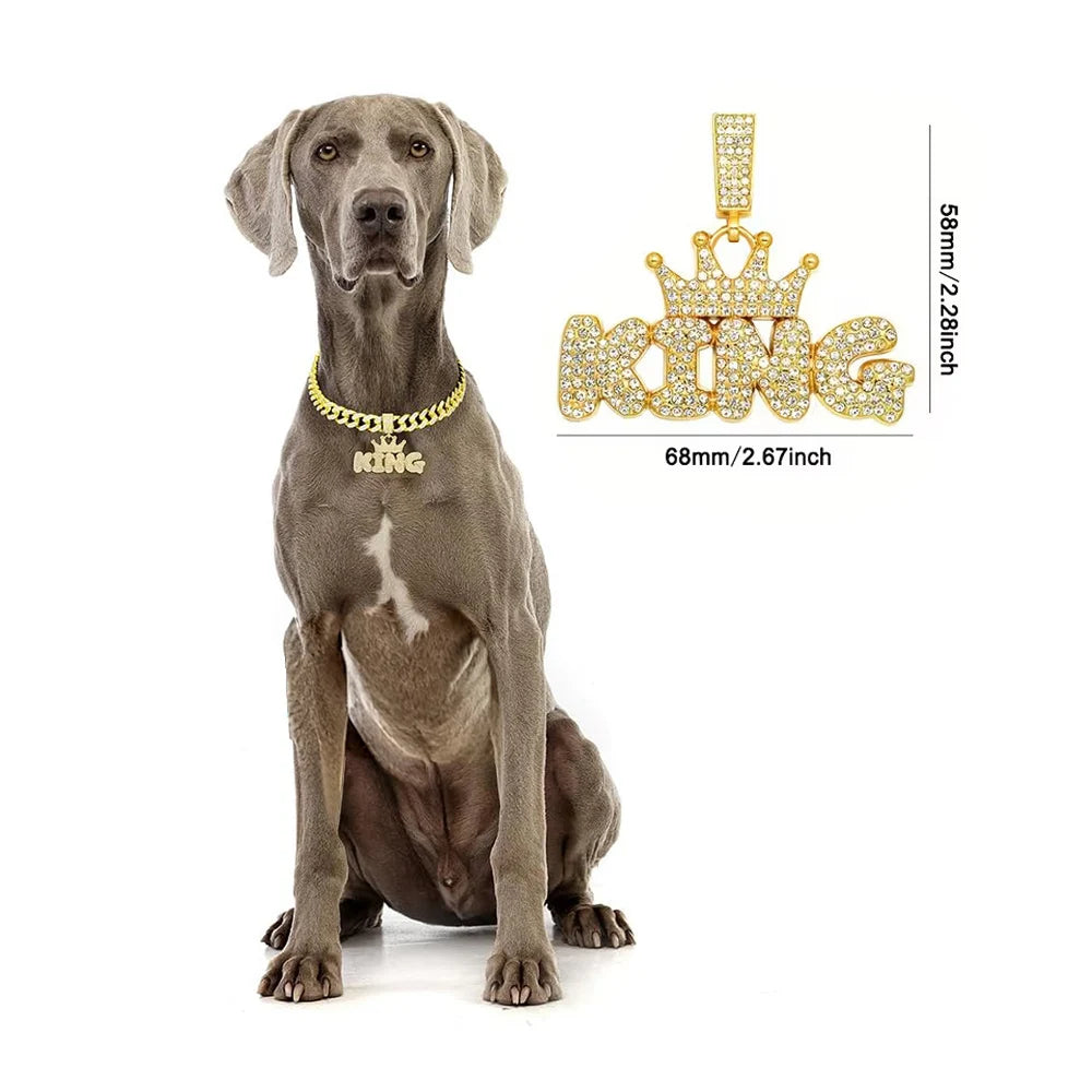 Cuban Dog Chain, Alloy Pet Dog Collar, Gold Necklace for Small to Large Dogs CEO BOSS Luxury Pendant Jewelry Accessory 2026 NEW