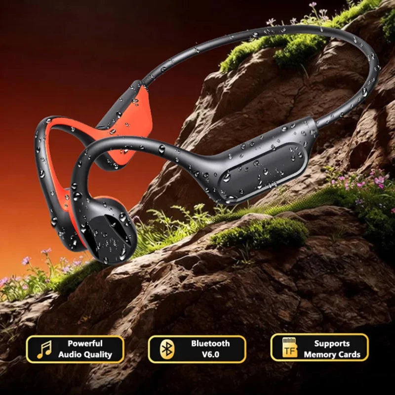 NEW IPX8 Sports Bone Conduction Bluetooth Earphones HiFi Sound Bluetooth 6.0 Wireless Headest with Mic for Swimming Running