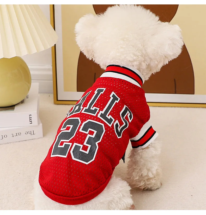 Summer Pet Vest Small Body Hugger American Bulldog Breathable Lightweight Small Dog Lettered Basketball Two-Piece Outfit