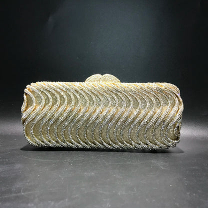 Luxury luxury crystal clutch bag elegant S-shaped striped wallet bridal wedding party ladies evening bag