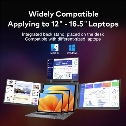 Triple Screen Portable LCD Backlit Monitor FHD Display Secondary Screen Connected to Notebook with 1 Cable Sub Screen Extender