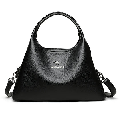 New Ladies Soft Leather Handbag Large Capacity Single Shoulder Bag Retro Solid Color Mom Bolsa Luxury Cross-Border Style Bags