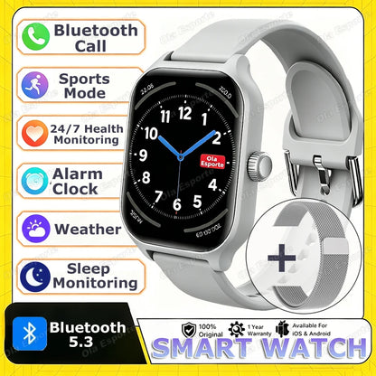 2026 New Men's Smart Watch Women's Gift Heart Rate Blood Oxygen ECG Sports Fitness Watch Electronics Bluetooth Call Smartwatch