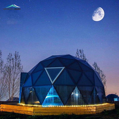 Modern Geodesic Glass Panoramic Dome Shelter Four-Season Waterproof Design for Glamping Resorts Stargazing Eco Tourism