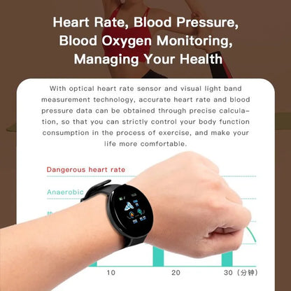 D18 Smart Watch Men Women Smartwatch Blood Pressure Waterproof Digital Watches Sports Fitness Tracker Watch for Apple Watch Band