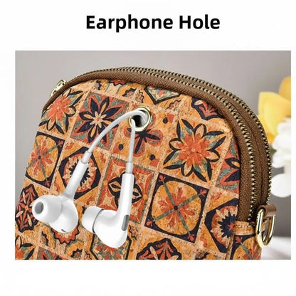 Women Fashion Bohemian Style Printed Phone Bag Ethnic Style PU Leather Single Shoulder Bag Luxury Versatile Handbag For Ladies