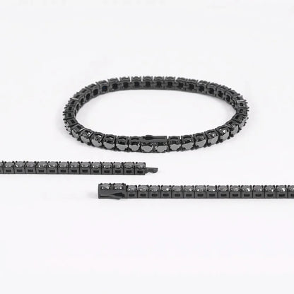 4mm Black Moissanite Tennis Necklace 316L Stainless Steel Men Hiphop Jewelry Plated Gun Black Diamond Link Chain Necklaces Gift