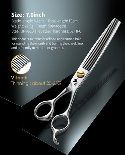 Fenice King Series VG10 Steel 7/7.5/8 Inch Professional Pet Dogs Grooming Scissors Straight Curved Thinnier Chunker Shears Tools