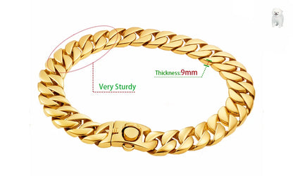 Gold Large Dog Collar 32mm Stainless Steel Metal Pet Choker for Labrador Rottweiler Cane Corso American Bully Dog Accessories