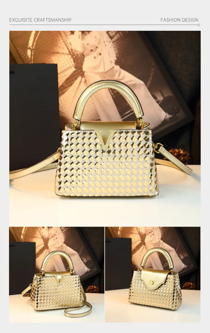 Genuine Leather Woven Handbag For Women 2026 New Light Luxury Women's Shoulder Bag Fashion Commuter Messenger Bag Versatile