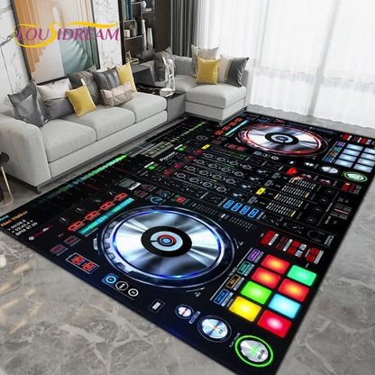 DJ Music Screen Area Rug, Creative Non-Slip Living Room Carpet, Modern Runner Floor Mat for Bedroom & Studio Decor, 1PC