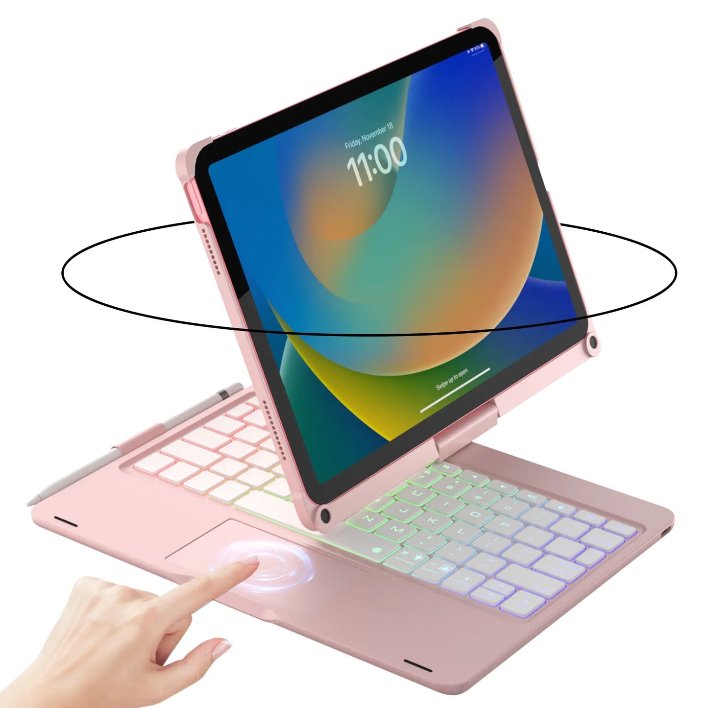 Backlit Keyboard Case with Trackpad & 360° Swivel for iPad 10th/11th Gen (A16), iPad Air 4th/5th Gen, and iPad Pro 11 (All Model