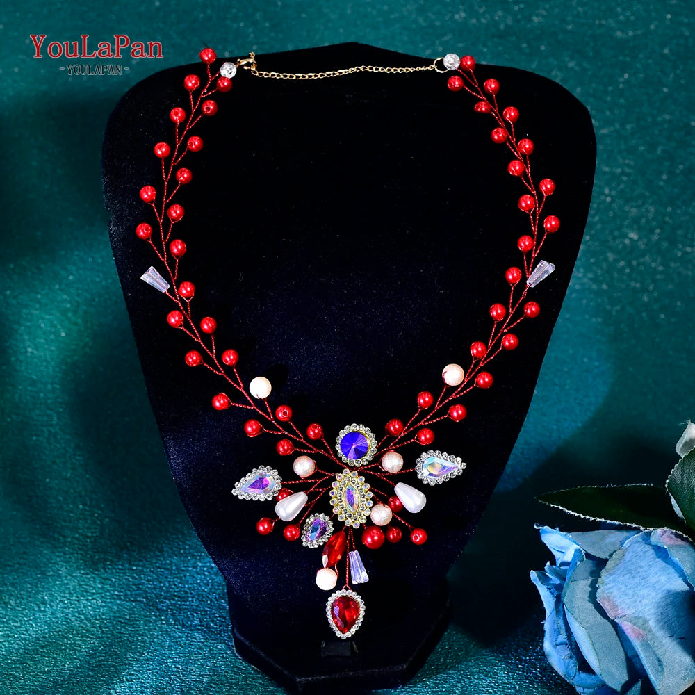 YouLaPan Shiny Crystal Bridal Necklace Ladies Women Collar Chain Choker Wedding Party Rhinestone Brides Accessories HN01
