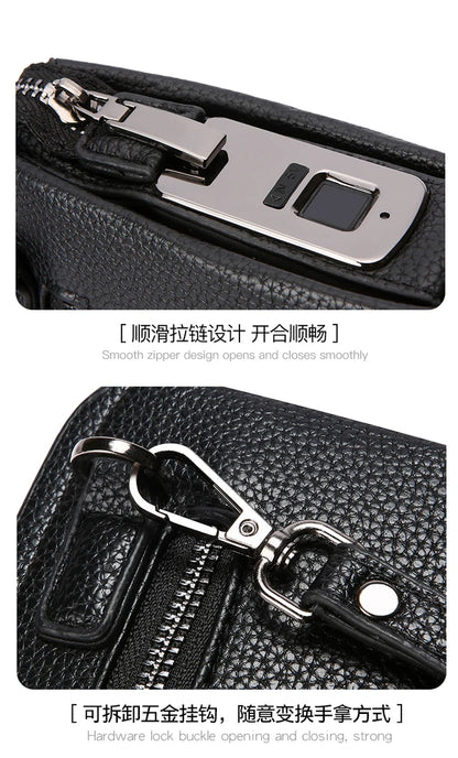 Leather Wallet FL-V1 Men Business Clutch Bag Smart Fingerprint Lock Security Anti Theft Handbag Black Safety Men Wallet сумка 가방
