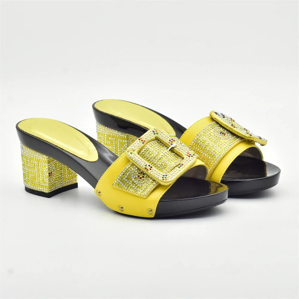 Latest African Shoes and Matching Bags Italian Nigerian Women Wedding Shoes and Bag Set with Rhinestone Luxury Designer Pumps