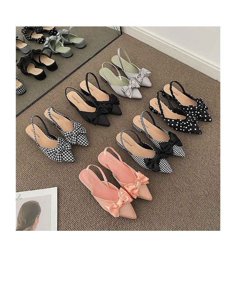 maogu Bow Polka Dot Pointed Toe Stiletto Sandals Luxury Sandals Women Designers Elegant Party Sandal 2023 Fashion Women Shoes 39