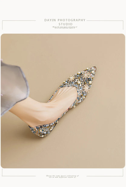 Women Retro Soft Sole Single Shoes Summer Unique Design Shallow Mouth Bean Shoes Plus Size Comfort All Match Daily Casual