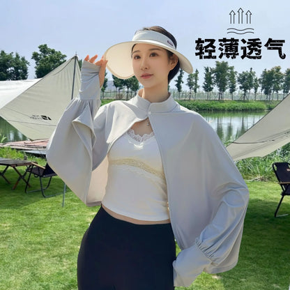 Shawl Wrap Women Driving Sun Protection Cape Upf50 + Cooling Cycling Outdoor UV Cover up Breathable Long Sleeve Stand Collar