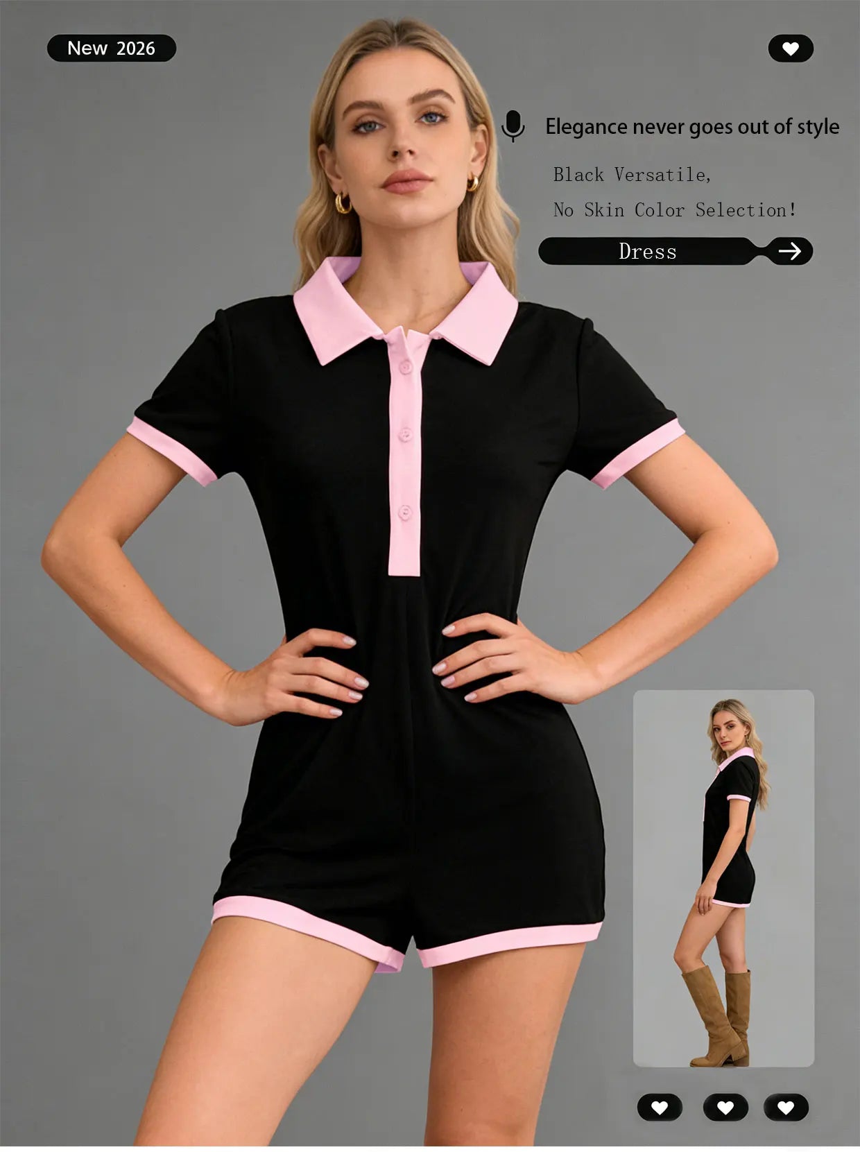 New "Ladies" slim-fitting short-sleeved one-piece pants, versatile and fashionable, for summer