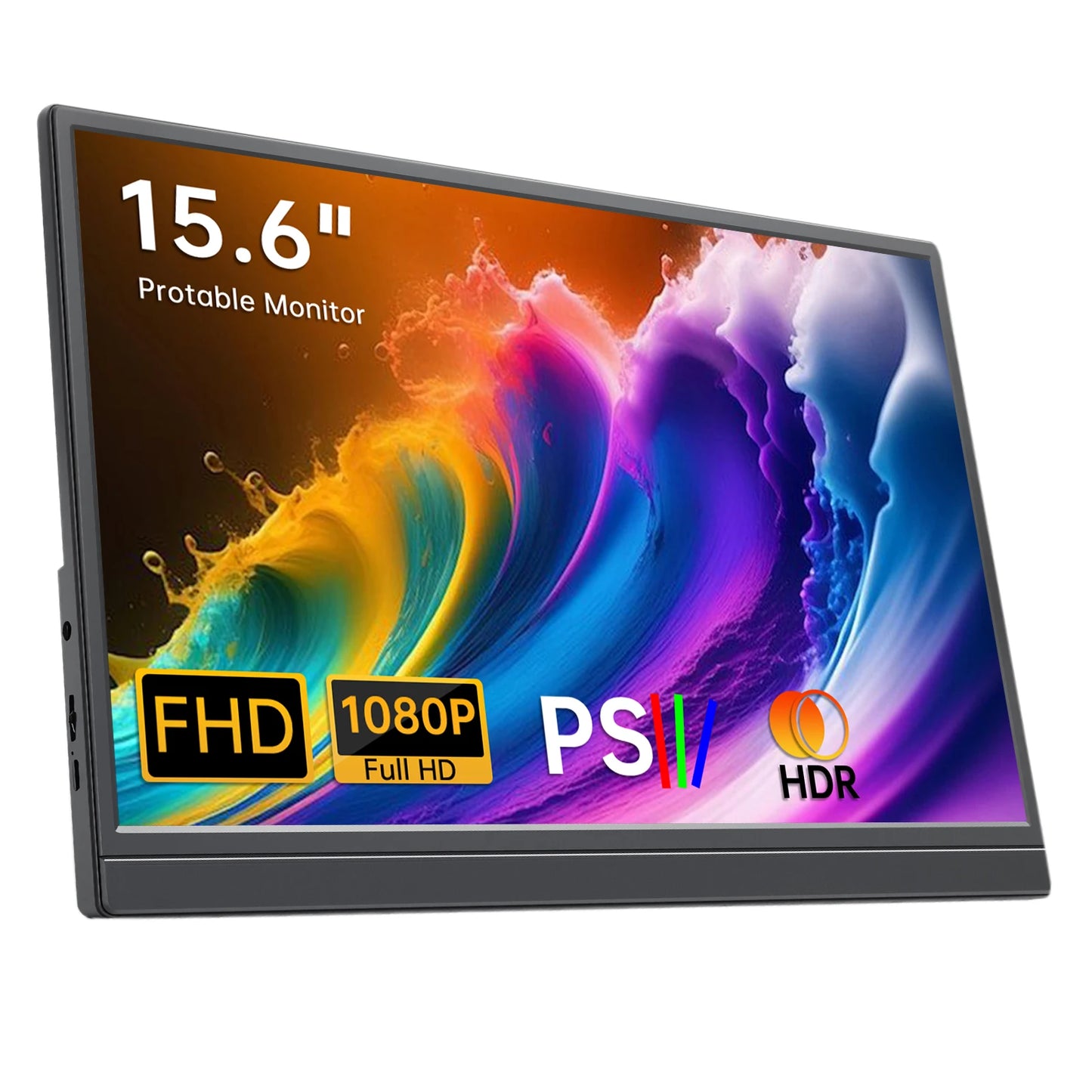 Portable Monitor 15.6 inch FHD 1080P - Ultra-Slim Portable Laptop Monitor with Kickstand - IPS Travel Monitor for Laptop PC, MAC, Phone, Xbox, PS5 - USB-C & HDMI Connectivity