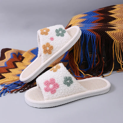 Flower Women's Slippers Home Flats Elegant Spring Summer Luxury Designer Woman Shoes Fashion Indoor Slides Soft Sole Lightweight