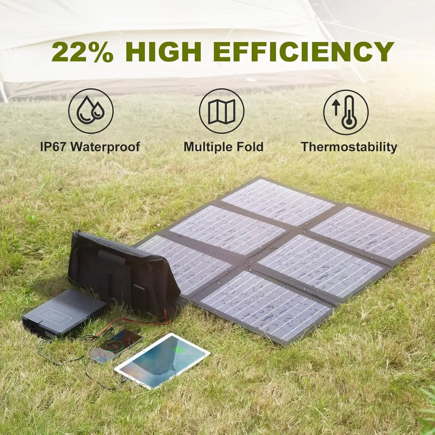 ALLPOWERS S200 41600mAh 200W 154Wh Portable Power Station & SP026 60W Portable Solar Panel for RV Camping Laptop Iphone home use