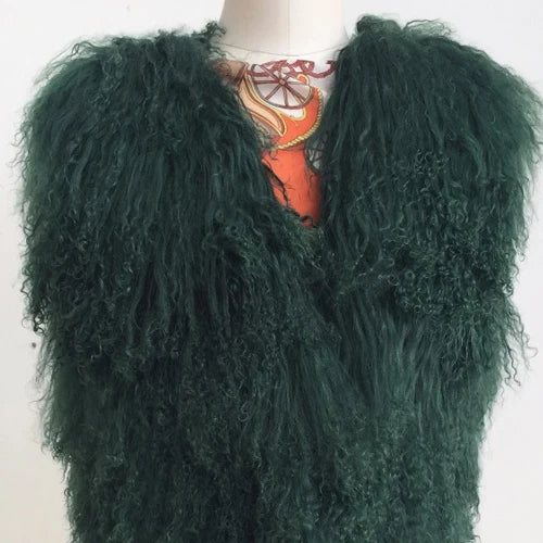 11 Colors Luxury Thick Warm Mongolia Sheep Fur Vest Women New Winter Hot V-neck Sexy Wool Fur Coat