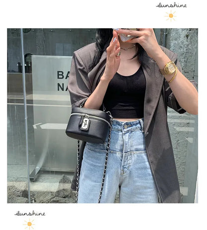 Women Square Handbags 2024 Summer Fashion Chains Crossbody Bags Texture PU Shoulder Bag Elegant Chic Mini Mobile Phone Bags