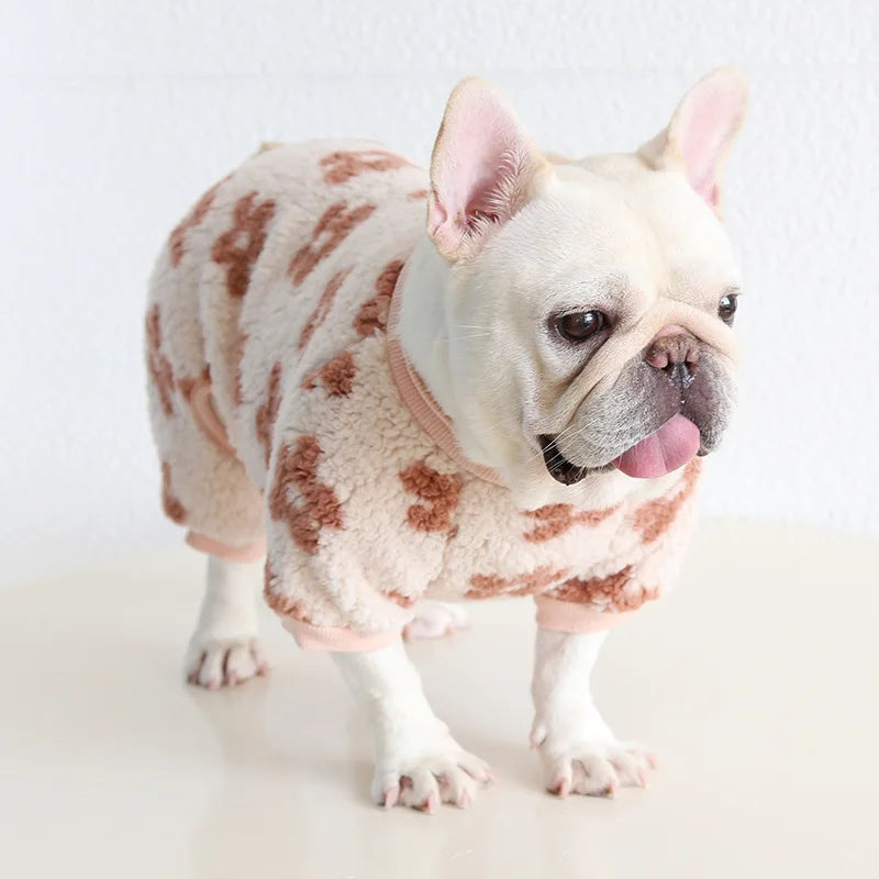 Multi Colors Winter Thick Furry Dog Clothing 4 Legged Fat Dog French Bull Sweatshirts Full Cover Pet Puppy Jumpsuit