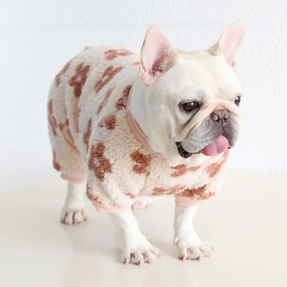 Multi Colors Winter Thick Furry Dog Clothing 4 Legged Fat Dog French Bull Sweatshirts Full Cover Pet Puppy Jumpsuit