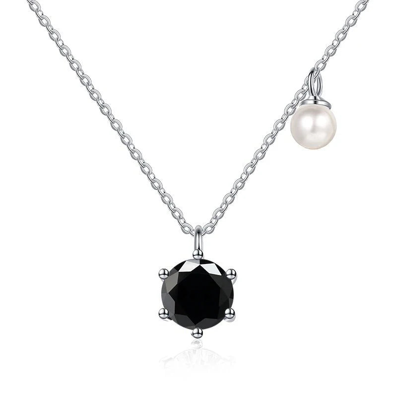 Butterflykiss 0.5/1ct Moissanite Solitaire Necklace For Women Pearl Pendant White Gold Plated S925 Sterling Silver Jewelry Gifts