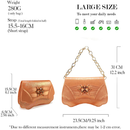 QueenaYan 2026 New Summer Collection Stylish Italian Women’s Shoes and Bag Set Gold Colour Comfortable Low Heels With Rhinestone