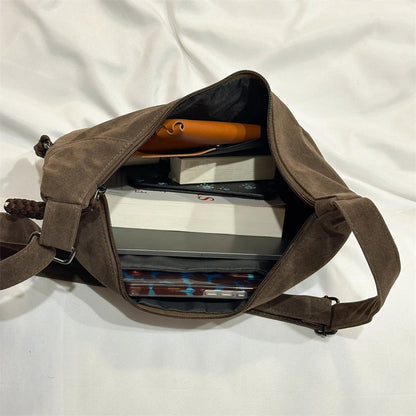 Retro Crossbody Messenger Bags For Women Faux Suede Pure Color Big Capacity Shoulder Hobo Bag 2025 Winter Latest Ladies Handbags