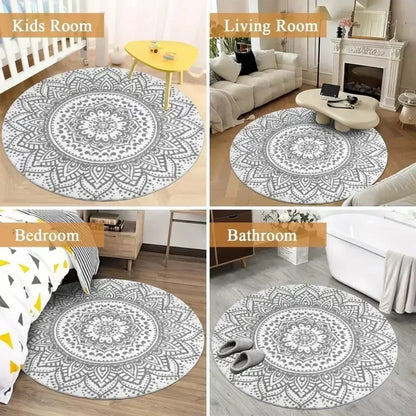 Christmas Decoration Anti Slip Carpet Santa Claus Pattern Circular Carpet Christmas Decoration Anti Slip Carpet Home Decoration