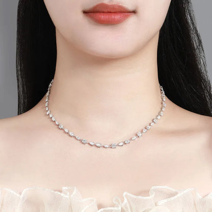 OEVAS 11.45cttw Full Moissanite Choker Necklace for Women S925 Silver Lab Diamond Wedding Party Luxury NeckChain Fine Jewelry
