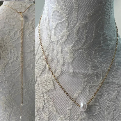 Elegant Crystal Bride Back Chain Necklace Dress Accessories Gift Fashion Round Rhinestone Backless Necklace Wedding Body Jewelry