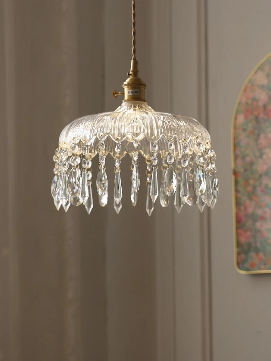 IWHD Knob Switch LED Pendant Lamp Bedroom Restaurant Cafe Luxury Crystal Glass Nordic Modern Interior Home Decor Hanging Lights