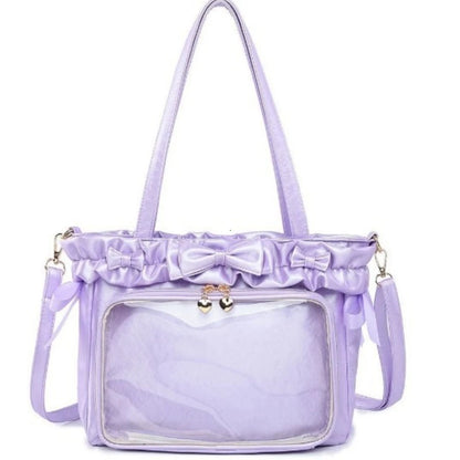 DIY Anime Badge Crossbody Shoulder Bag Subculture Ruched JK Uniform Bolso Mujer Сумки 2026 Lolita Women Ita Bags PU Clear Window