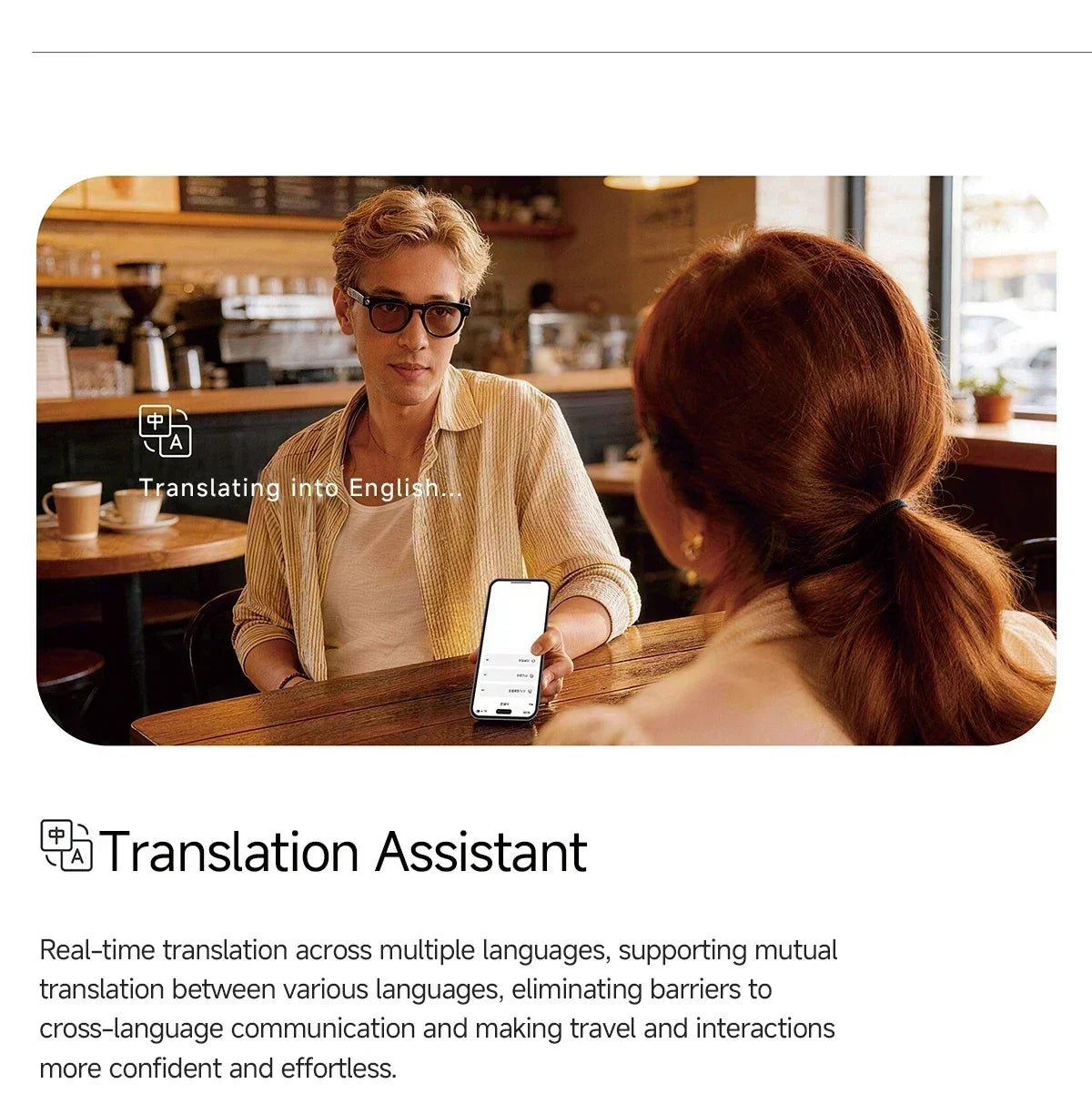 2026 Smart Glasses Genuine Leather 8MP HD Lens 2000Mah Charging Case BT Call 3D Music AI Voice Wake-up AI Translation