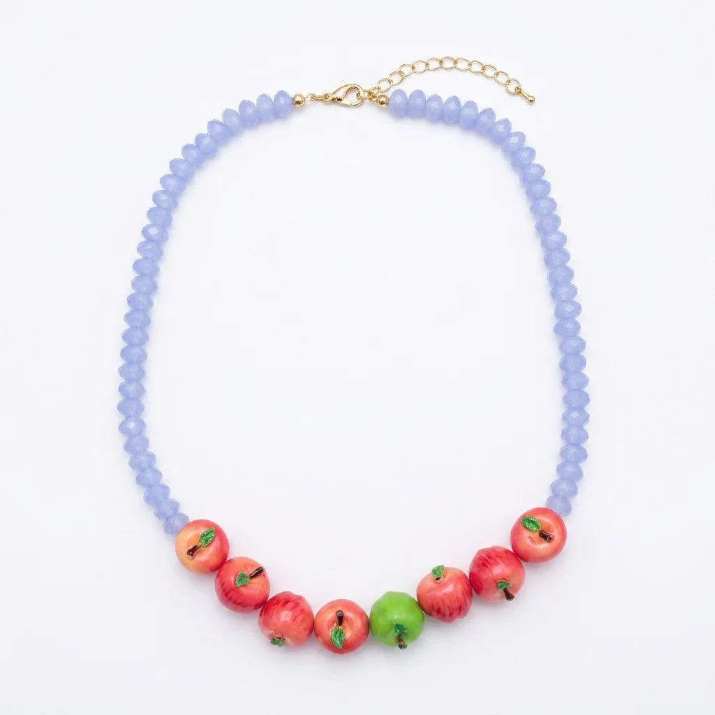 Dopamine 3D Fruit Beaded Necklace Bohemian Retro Pomegranate Strawberry Tomato Choker Exaggerated Bracelet Bikini Jewelry Gift