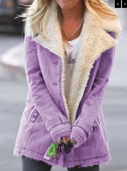 2022 Autumn Winter Women Warm Faux Fur Fleece Coat Jacket Lamb Wool Thickened Locomotive Lapel Female Chic Outwear Top Clothing