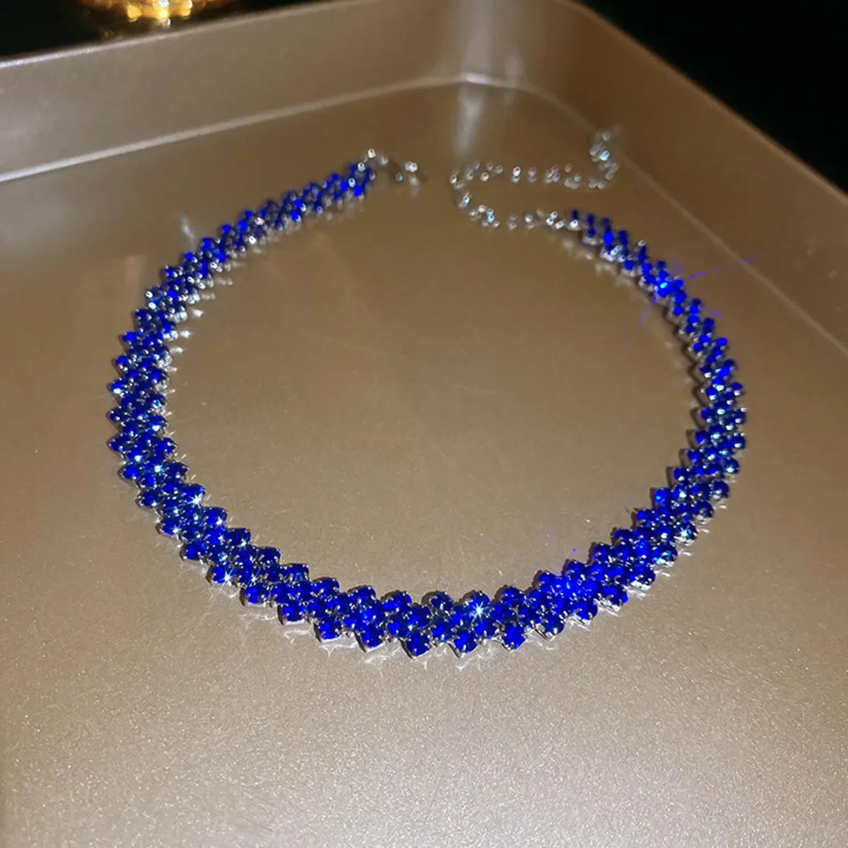 FYUAN Fashion Red Green Blue Colourful Rhinestone Choker Necklaces for Women Geometric Crystal Necklaces Party Weddings Jewelry
