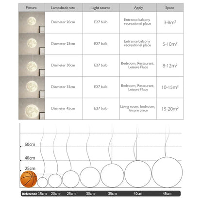 Full Moon Chandelier Pendant Light LED Lamp for Living Dining Room Bedroom Bar Table Lights Hanging Lighting Fixture