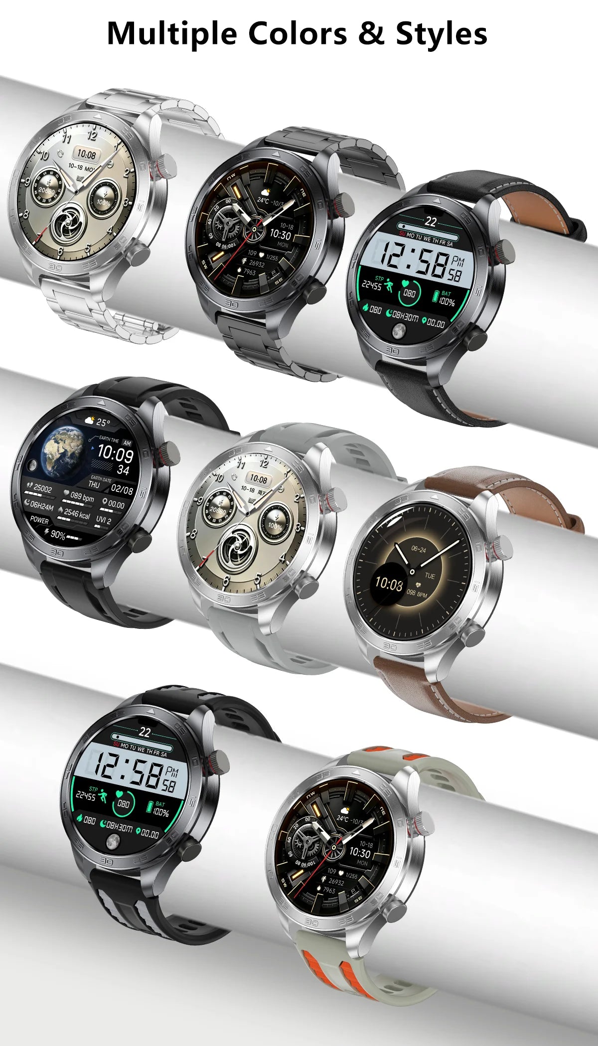 2026 new business men's smart watch 1000 mAh battery with compass altitude pressure IPX8 waterproof call sports health watch