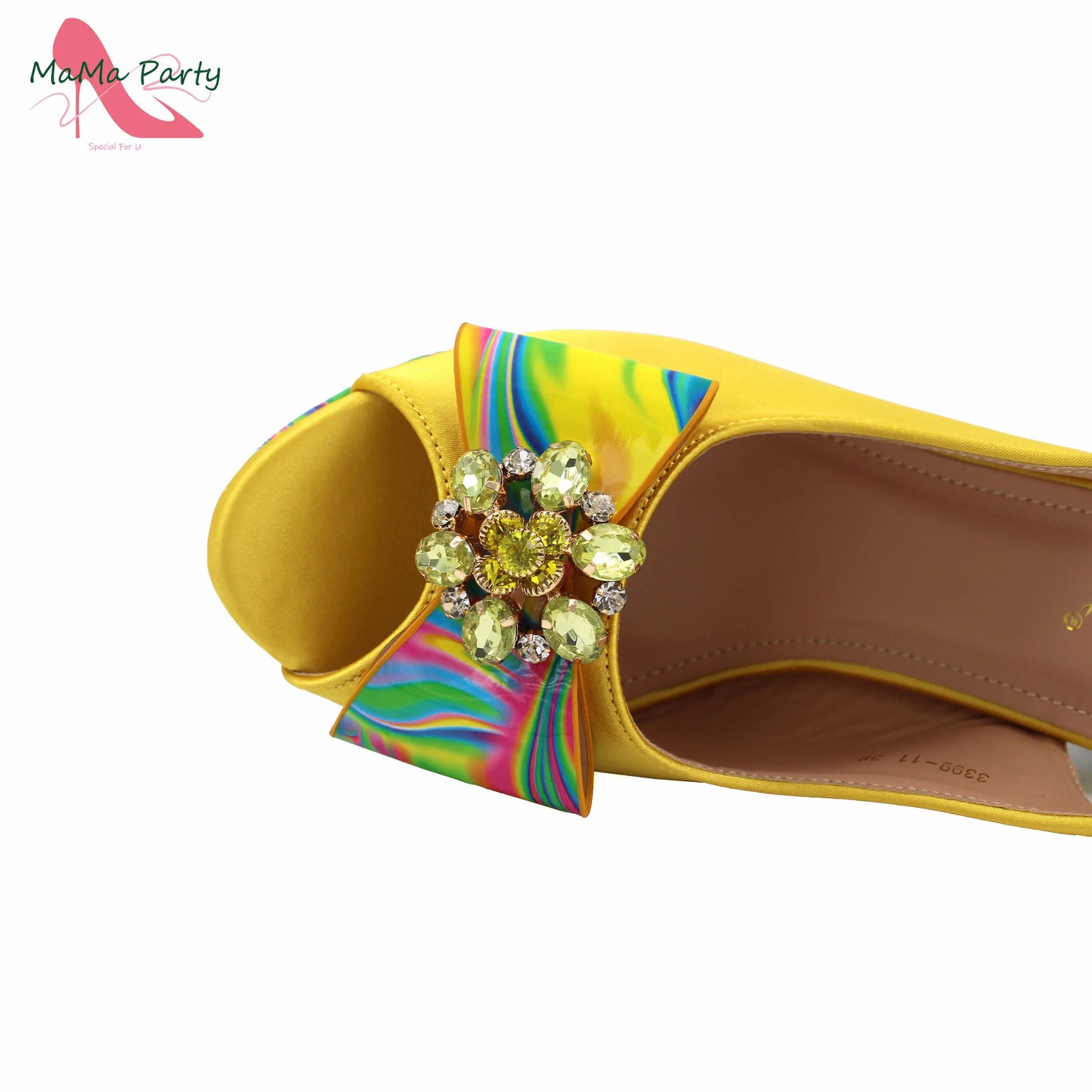 2024 New Design Italian Women Shoes and Bag to Match in Super High Heels in Yellow African Ladies Sandals for Wedding Party