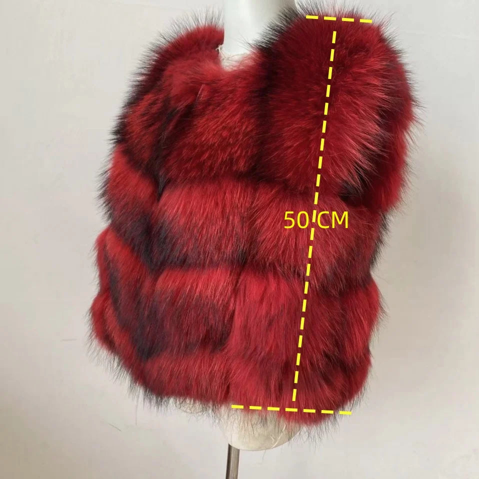 Real  Fur Raccoon Vest Natural Fur Coat For Jacket Female Coats Vest Waistcoat Long Fur Coats Real Fur Coat Fox Vest Jacket
