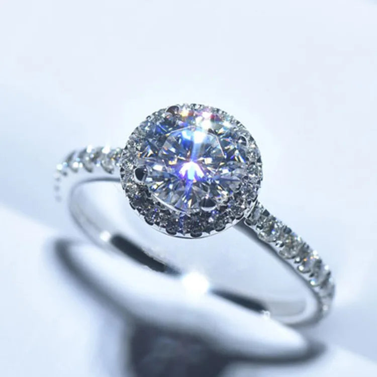 925Sterling Silver New Mozzarella Diamond Ring Female Internet Celebrity Live Stream Exclusive Set Zircon Inlaid Daily Wear Ring