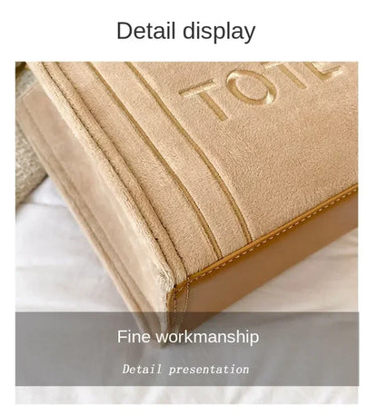 Female Square Tote Crossbody Bag Aesthetic Velour Elegant Letter Print Ladies Shoulder Bags Top Handle Women's Charisma Handbags